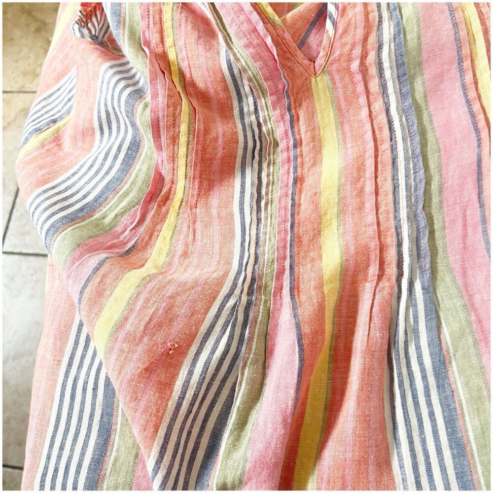 Sundays Striped Linen Sheath Dress Multicolor Size 2/Medium V-Neck Boho Beachy - Picture 15 of 16